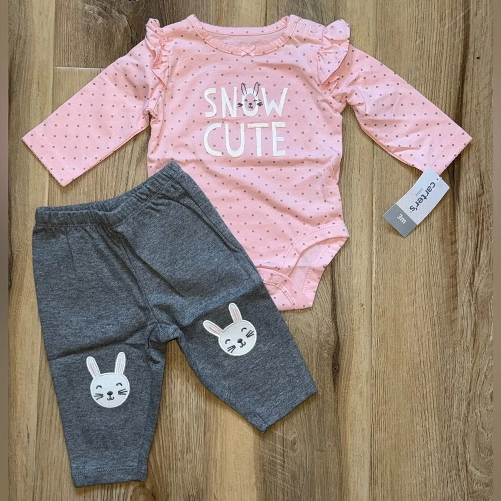 NWT Carter's Pink and Gray Kids Matching Set - Picture 1 of 3